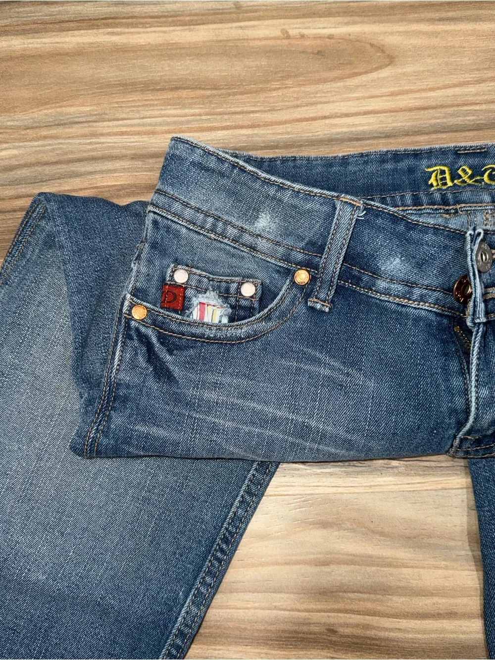 D&G Distressed Blue Relaxed-Leg Jeans